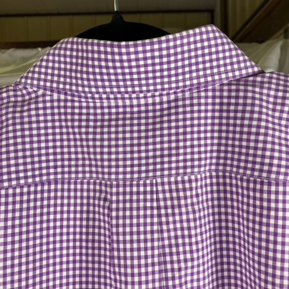 LAUREN Ralph Lauren Mens 17 1/2-32/33 Purple Check Classic Fit Non Iron Shirt - Picture 11 of 13